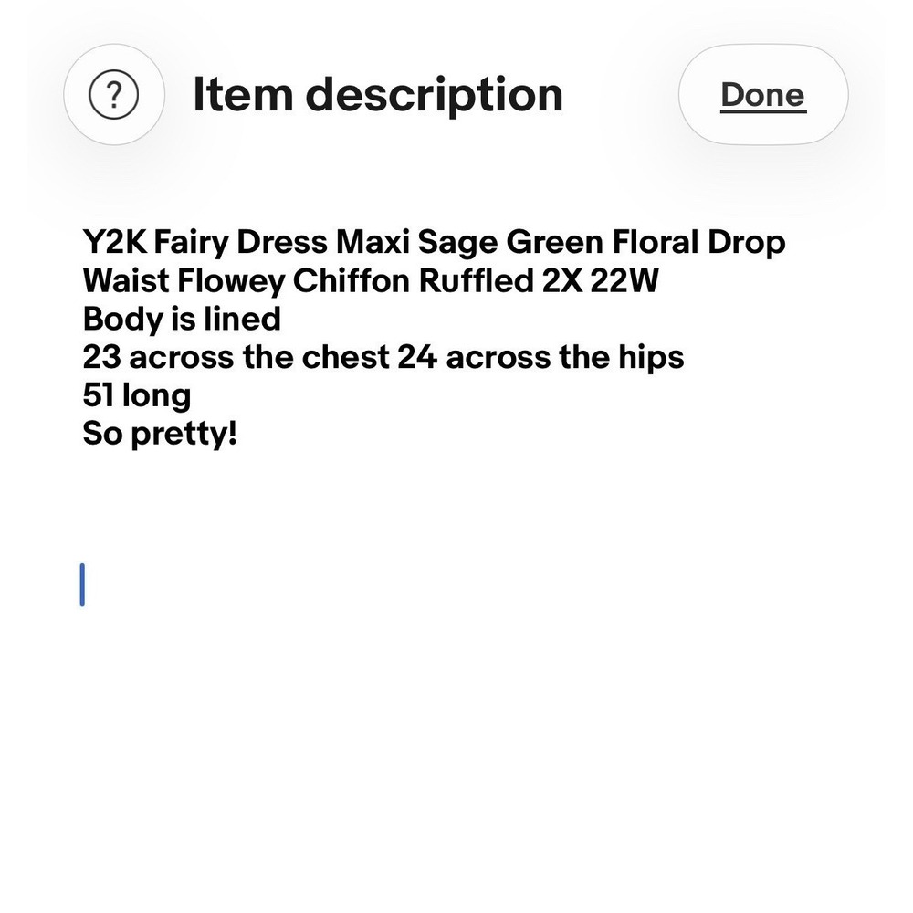 Y2K Fairy Dress Maxi Sage Green Floral Drop Waist Flowey Chiffon Ruffled 2X 22W - Picture 6 of 6